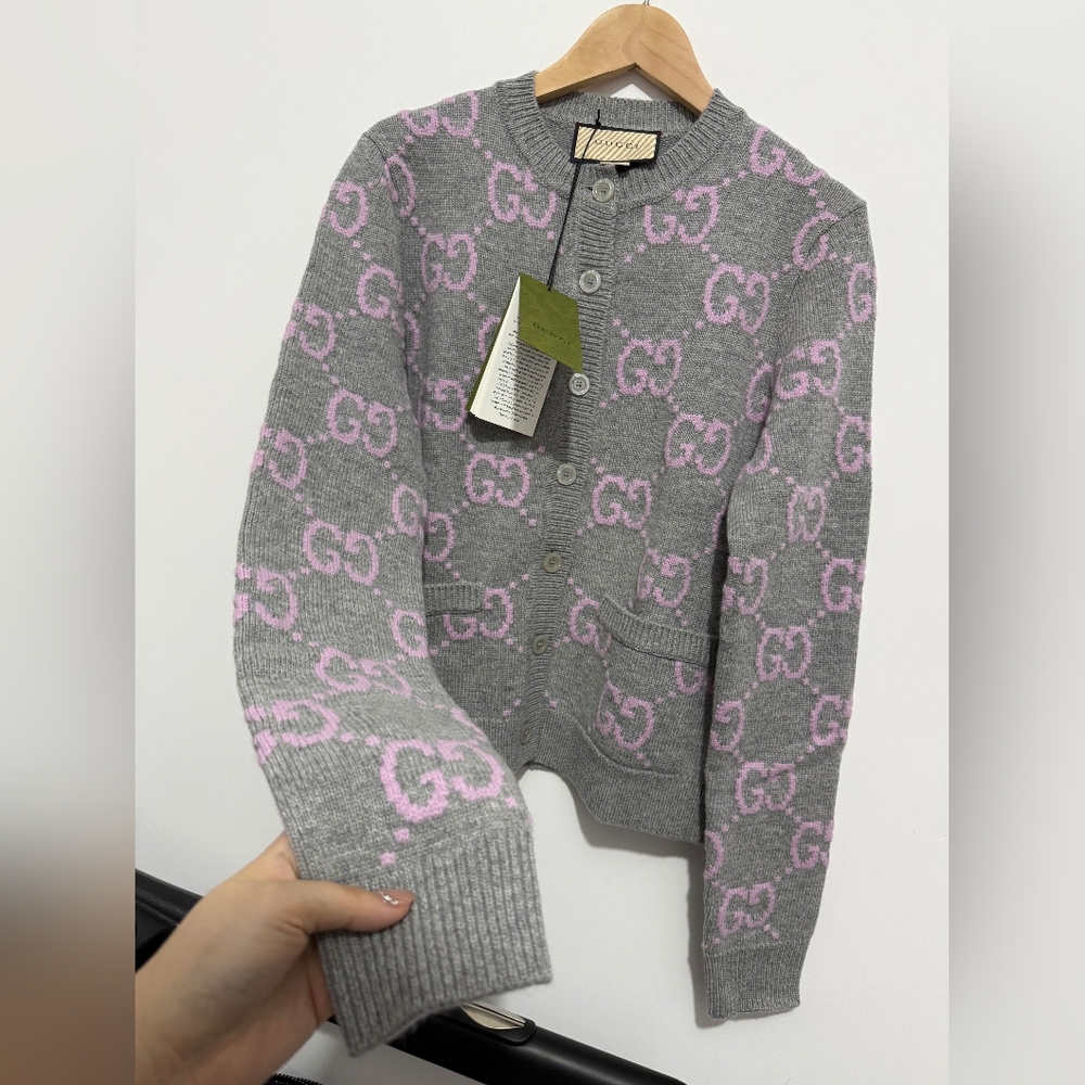 Gucci GG crew neck cardigan sweater